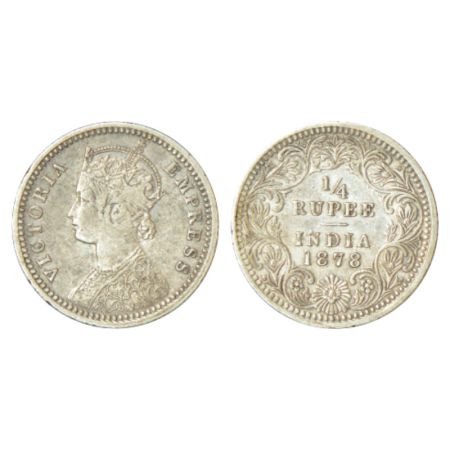 Victoria Empress, silver ¼ rupee, 1878, Calcutta mint, C/II, no mint mark, PR 383; GK 673,