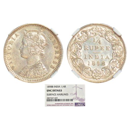 Victoria Empress, silver ¼ rupee, 1898, Bombay mint, C(i)/I/'B' incused, PR 431; GK 734. N