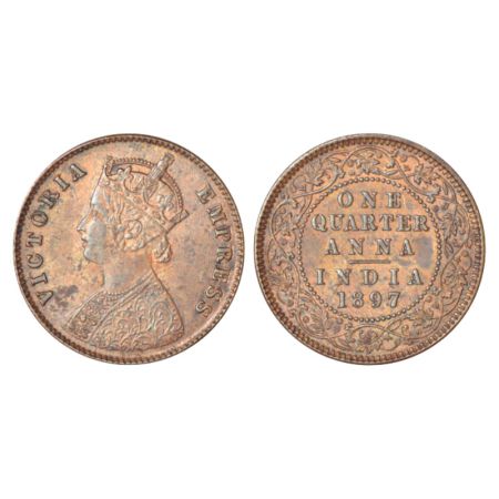 Victoria Empress, copper ¼ anna, 1897, Calcutta mint, B/II/no mint mark, PR 630, GK 856. A