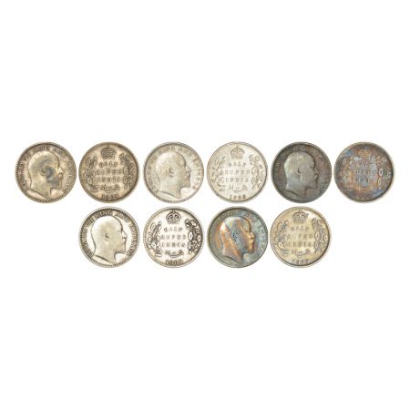 Edward VII, silver ½ rupee (5), 1908, Calcutta mint. (5 coins) Very fine and better, Rare.