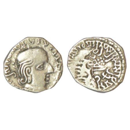 Western Kshatrapas, Kardamaka dynasty, silver drachm of Rudrasena I as Mahakshatrapa (c.19