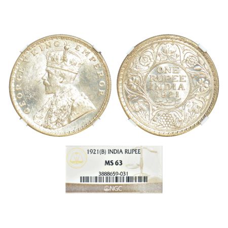 George V, silver rupee, 1921, Bombay mint, dot, PR 227; GK 1043. NGC graded MS63, Very rar