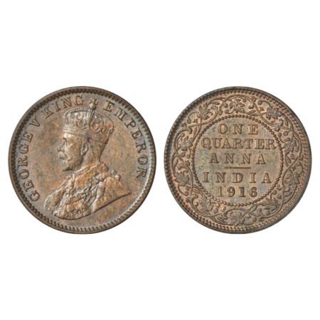 George V, copper ¼ anna, 1916, Calcutta mint, no mint mark, PR 661; GK 1175. Uncirculated,