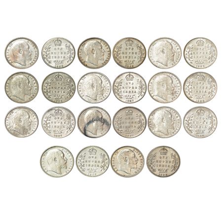 A group of 11 British India silver rupee of Edward VII, includes 1904, 1906, 1907 and 1909