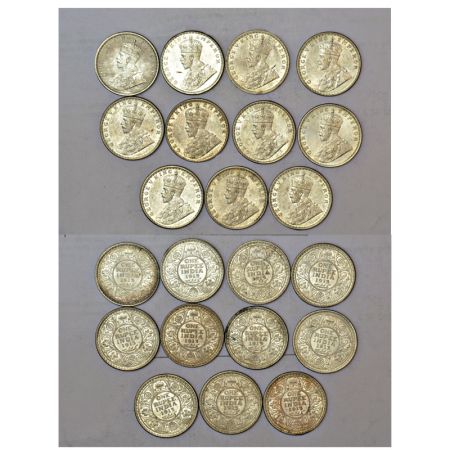A group of 11 British India silver rupee of George V, all coins dated 1913, Bombay mint. (