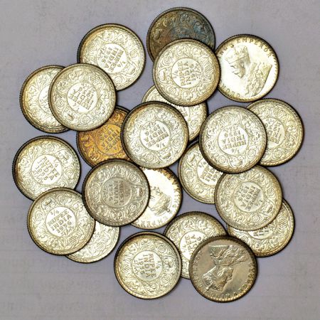A group of 22 British India silver ¼ rupee of George V, all coins dated 1936, Calcutta min