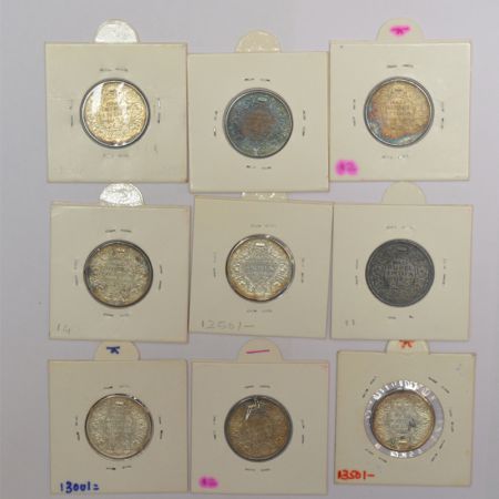 A group of 9 British India silver ½ rupee of George VI, all coins dated 1938. (9 coins)