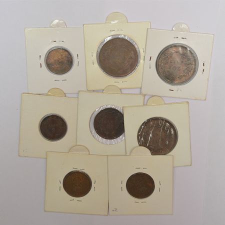 A group of 8 Portugal copper coins, Carlos I, various denominations, years and types. (8 c