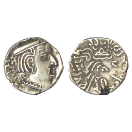 Western Kshatrapas, Kardamaka dynasty, silver drachm of Rudrasena II as Mahakshatrapa (c.2