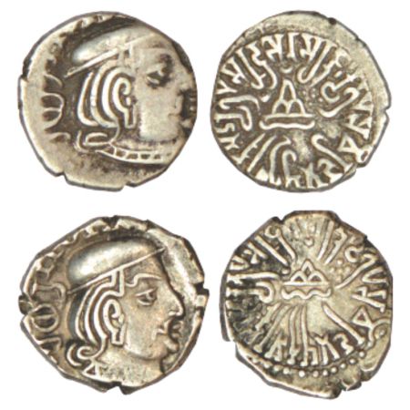 Western Kshatrapas, Kardamaka dynasty, silver drachm of Rudrasena II as Mahakshatrapa (c.2