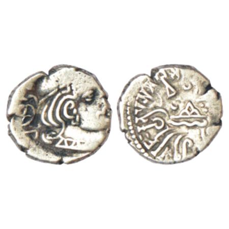 Western Kshatrapas, Kardamaka dynasty, silver drachm of Vishvasimha II as Kshatrapa (c.275