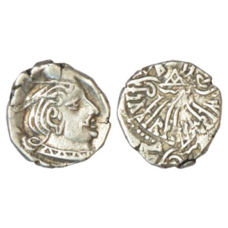 Western Kshatrapas, Kardamaka dynasty, silver drachm of Vishvasimha II as Mahakshatrapa (c