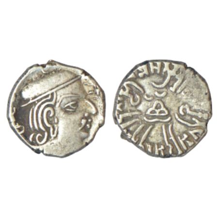 Western  Kshatrap as , Kardamaka dynasty, silver drachm of Bhartrudaman as Maha kshatrap a