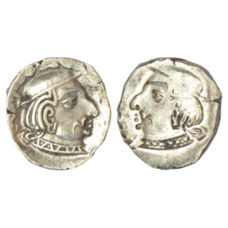 Western Kshatrapas, Kardamaka dynasty, silver drachm, obverse brockage (Lakhi), 2.24g. Obv
