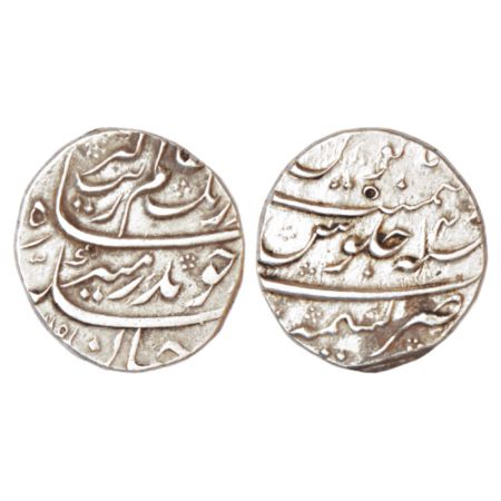 Aurangzeb(1658-1707 AD), silver rupee, Kashmir mint, 'Badar-e-munir' couplet, AH (1)115/RY