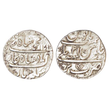 Muhammad Shah (1719-1748 AD), silver rupee, Bareli mint, AH 1151/RY 21, three petal flower