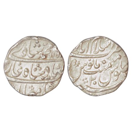 Muhammad Shah (1719-1748 AD), silver rupee, Islamabad mint at top, AH 115(0)/RY 20, KM 436