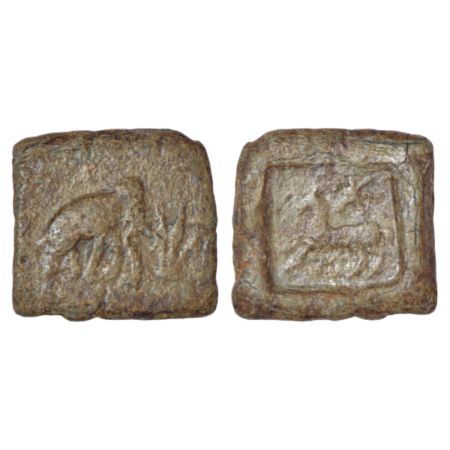 Taxila, uninscribed die-struck bronze coin (200-150 BC), MIGIS-4, type 539, 13.31g. Obv: E