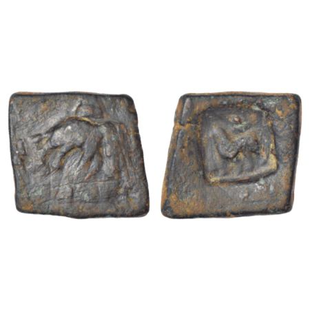 Taxila, uninscribed copper die-struck local coinage of post-Mauryan period (185-160 BC), 1