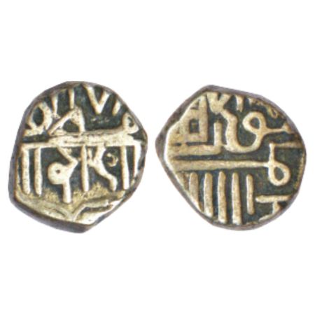 Porbandar, British protectorate, silver ½ kori, KM 37, 2.39g, with the name of Muzaffar Sh