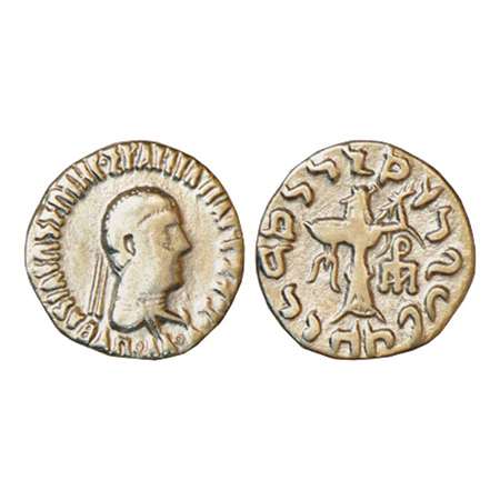 Indo-Greeks, silver drachm of Apollodotos II (85-65 BC), BN serie 2D, 2.15g. Obv: Diademed