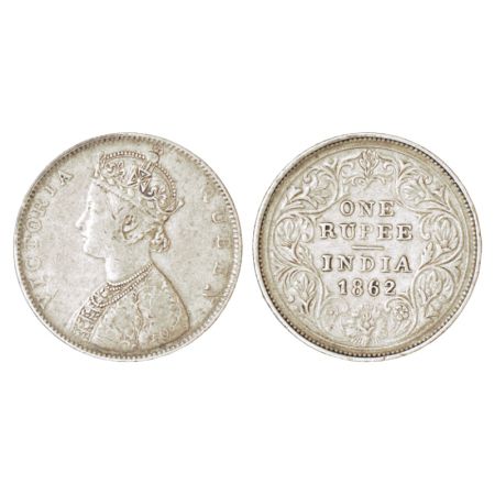 Victoria Queen, silver rupee, 1862, Bombay mint, D/II, 5 panels, double lines to the curve