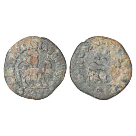 Indo-Scythians, Azes (58-30 BC), bronze heavy unit, ISCH 91.2, 24.68g. Obv: King mounted o