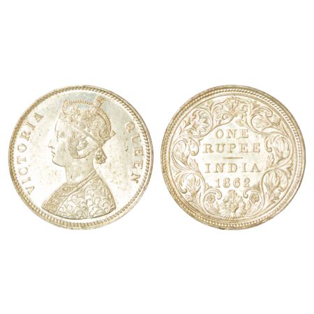 Victoria Queen, silver rupee, 1862, Bombay mint, A/II/0/4, without initial J, PR 79; GK 30