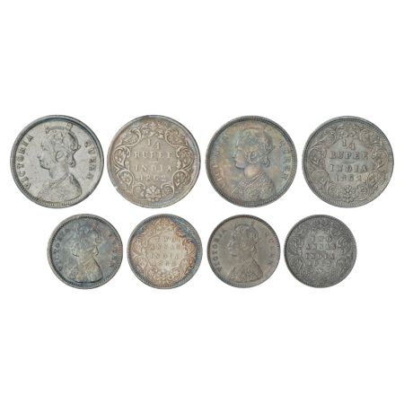 Victoria Queen, silver coins (4), 1862, (a) ¼ rupee (2), 1x Calcutta mint, A/I/no mm, PR 3