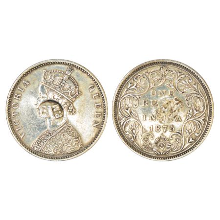 Victoria Queen, silver rupee, 1875, P.M. (for Port Mozambique) with Crown counter - struck