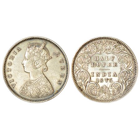 Victoria Queen, silver ½ rupee, 1875, Calcutta mint, A/I/no mm, PR 260. About uncirculated