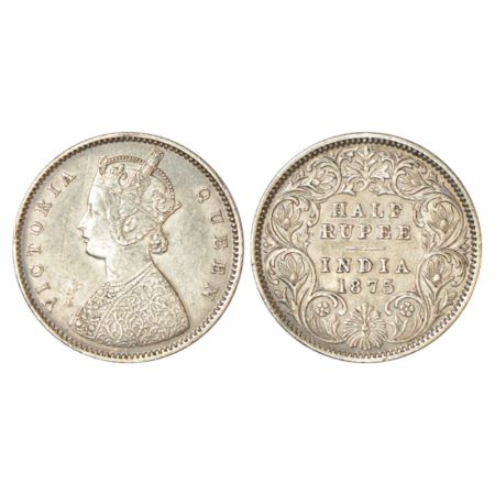 Victoria Queen, silver ½ rupee, 1875, Calcutta mint, A/I/no mm, PR 260. Scratches, Good ve