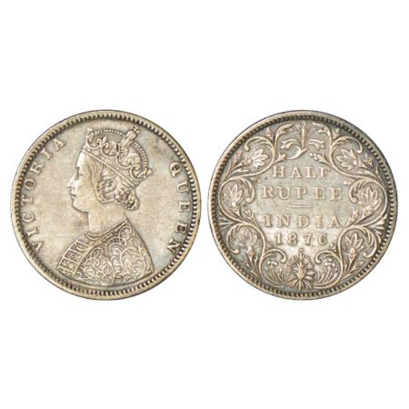 Victoria Queen, silver ½ rupee, 1876, Bombay mint, B2/II/dot, hair re-engraved at the nape