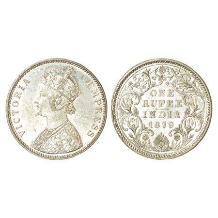 Victoria Empress, silver rupee, 1879, Bombay mint, A3/II(iv)/dot, PR 153; GK 462, 11.62g. 