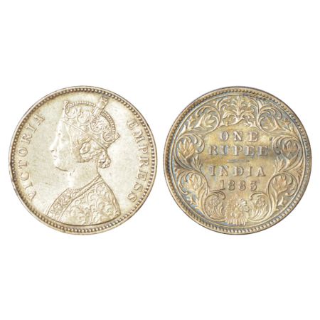 Victoria Empress, silver rupee, 1883, Bombay mint, 'B' raised, GK 482-484, 11.57g. Extreme