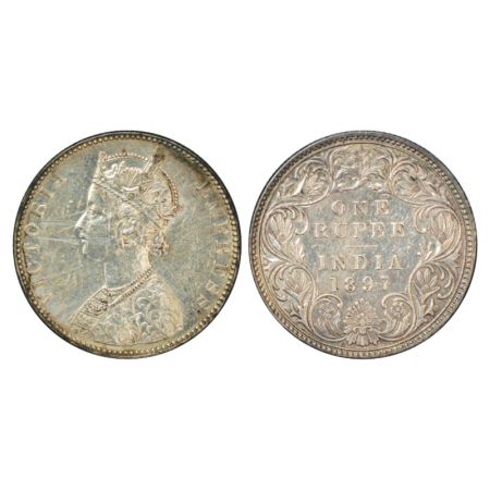 Victoria Empress, silver rupee, 1897, Bombay mint, C2/I/B incused, PR 183. Scratches other