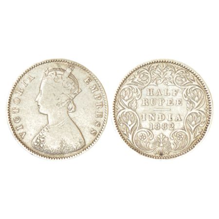 Victoria Empress, silver ½ rupee, 1882, Calcutta mint, A/I/'C' incused, PR 266; GK 621, 5.