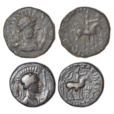 Kushans, Vima Takto 'Soter Megas' (80-110 AD), bronze unit (2), Begram type, MAC 2980 and 