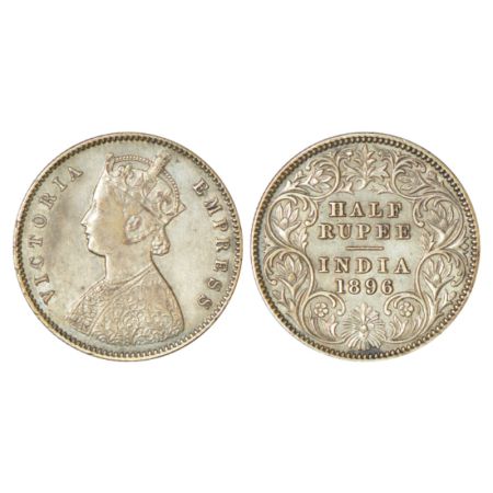 Victoria Empress, silver ½ rupee, 1896, Calcutta mint, A/I/C incused, PR 279. Edge nicks, 