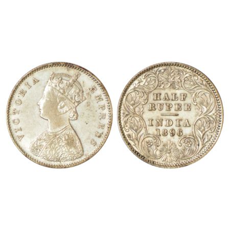 Victoria Empress, silver ½ rupee, 1896, Calcutta mint, A/I/C incused, PR 279. Good very fi