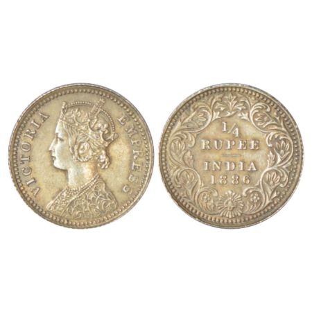 Victoria Empress, silver ¼ rupee, 1886, Calcutta mint, C/II/'C' incused, PR 391; GK 707, 2