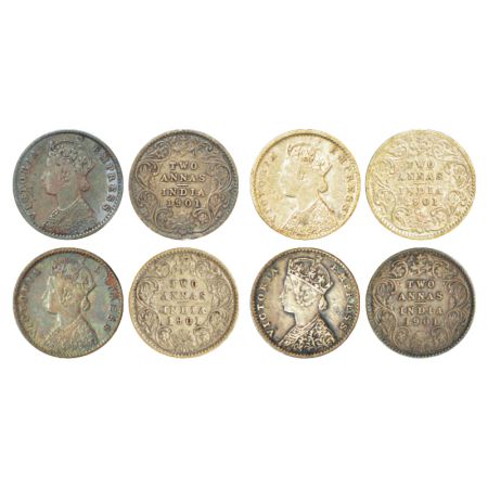 Victoria Empress, silver 2 annas (4), 1901, Calcutta mint, B/II/'C' incused, GK 817. (4 co