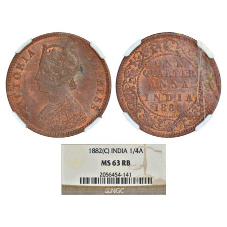 Victoria Empress, copper ¼ anna, 1882, Calcutta mint, B/II/'C' incused, PR 615; GK 835. NG