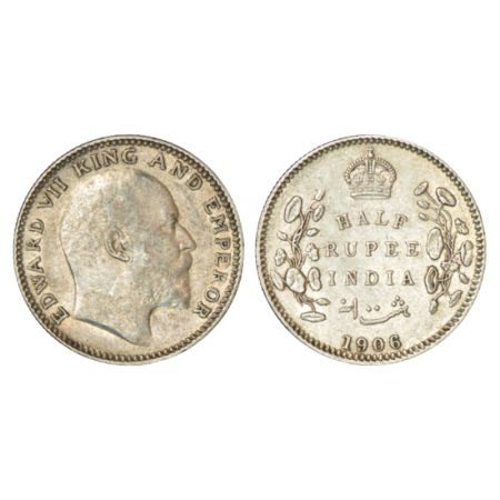 Edward VII, silver ½ rupee, 1906, Calcutta mint, no mm, PR 310; GK 964, 5.80g. About uncir