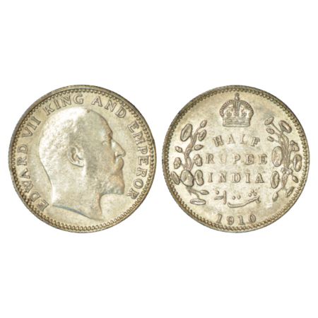 Edward VII, silver ½ rupee, 1910, Calcutta mint, no mm, PR 314; GK 971, 5.79g. About uncir