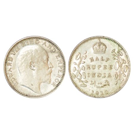 Edward VII, silver ½ rupee, 1910, Calcutta mint, no mm, PR 314; GK 971. Uncirculated, Rare