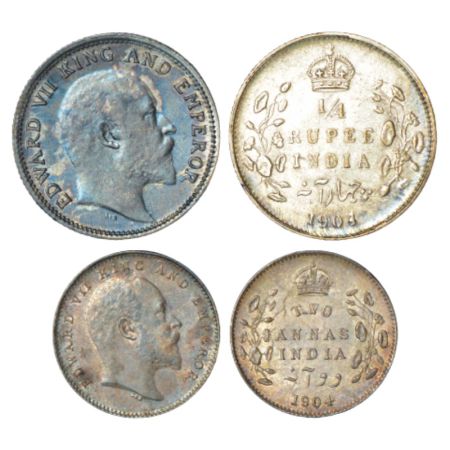 Edward VII, silver coins (2), 1904, Calcutta mint, ¼ rupee, PR 433; GK 973, 2.93g and 2 an