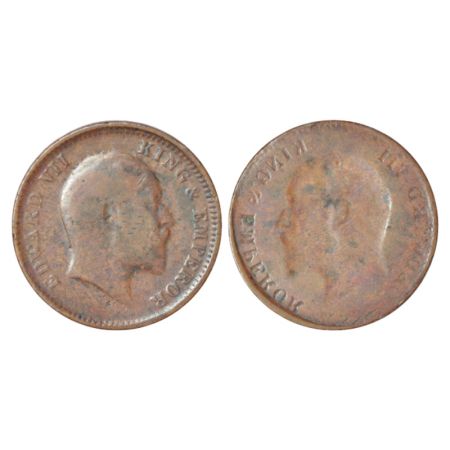 Edward VII, copper ¼ anna, ND (1903-1910 AD), Calcutta mint, obverse part brockage (Lakhi)
