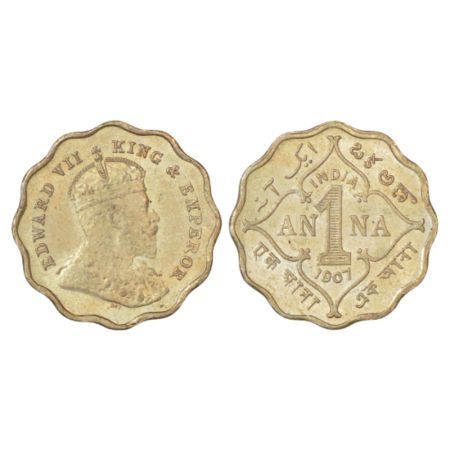 Edward VII, cupro-nickel 1 anna, 1907, Bombay mint, 'B' incused. PR 926; GK 990. Uncircula