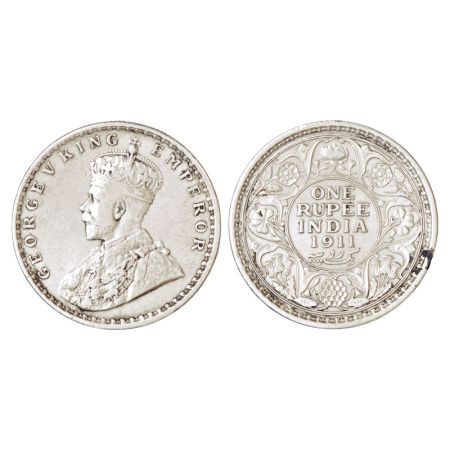 George V, silver rupee, 1911, Calcutta mint, no mm, PR 207; GK 1021, 11.52g. Very fine, Ve